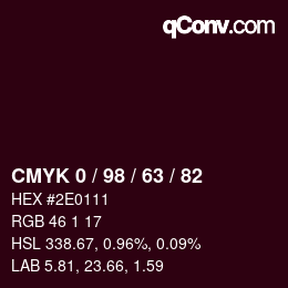 Código de color: CMYK 0 / 98 / 63 / 82 | qconv.com
