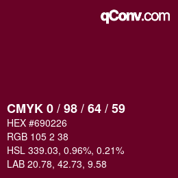 Color code: CMYK 0 / 98 / 64 / 59 | qconv.com