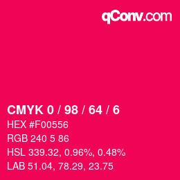 Color code: CMYK 0 / 98 / 64 / 6 | qconv.com