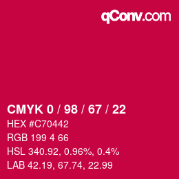 Color code: CMYK 0 / 98 / 67 / 22 | qconv.com