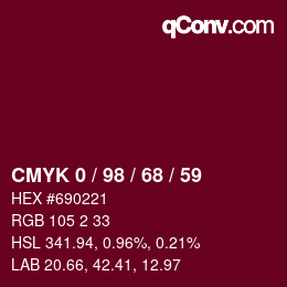 Color code: CMYK 0 / 98 / 68 / 59 | qconv.com