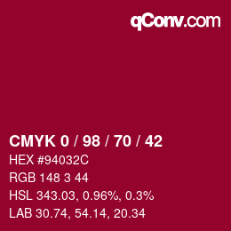 Color code: CMYK 0 / 98 / 70 / 42 | qconv.com