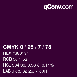 カラーコード: CMYK 0 / 98 / 7 / 78 | qconv.com