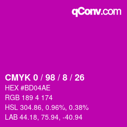 Color code: CMYK 0 / 98 / 8 / 26 | qconv.com