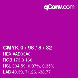 Color code: CMYK 0 / 98 / 8 / 32 | qconv.com