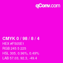 カラーコード: CMYK 0 / 98 / 8 / 4 | qconv.com