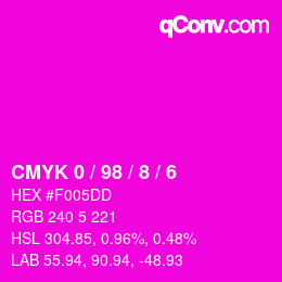 Color code: CMYK 0 / 98 / 8 / 6 | qconv.com