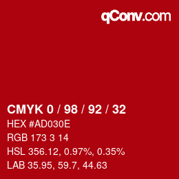 Color code: CMYK 0 / 98 / 92 / 32 | qconv.com