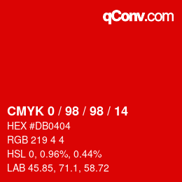 颜色代码: CMYK 0 / 98 / 98 / 14 | qconv.com