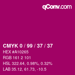 Farbcode: CMYK 0 / 99 / 37 / 37 | qconv.com