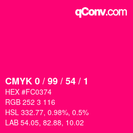 Color code: CMYK 0 / 99 / 54 / 1 | qconv.com