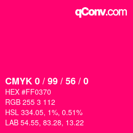 Color code: CMYK 0 / 99 / 56 / 0 | qconv.com