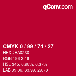 Color code: CMYK 0 / 99 / 74 / 27 | qconv.com