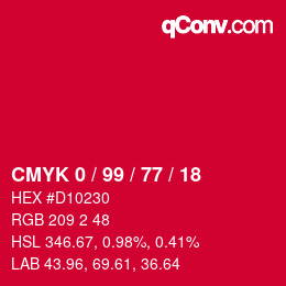 Color code: CMYK 0 / 99 / 77 / 18 | qconv.com