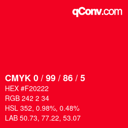 Código de color: CMYK 0 / 99 / 86 / 5 | qconv.com