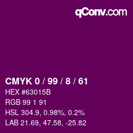 Color code: CMYK 0 / 99 / 8 / 61 | qconv.com