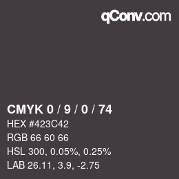 Color code: CMYK 0 / 9 / 0 / 74 | qconv.com