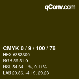 カラーコード: CMYK 0 / 9 / 100 / 78 | qconv.com