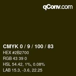 カラーコード: CMYK 0 / 9 / 100 / 83 | qconv.com