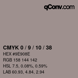 カラーコード: CMYK 0 / 9 / 10 / 38 | qconv.com