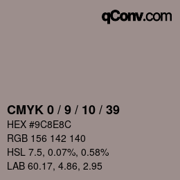Farbcode: CMYK 0 / 9 / 10 / 39 | qconv.com