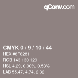 カラーコード: CMYK 0 / 9 / 10 / 44 | qconv.com