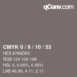 Color code: CMYK 0 / 9 / 10 / 53 | qconv.com