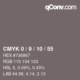 颜色代码: CMYK 0 / 9 / 10 / 55 | qconv.com