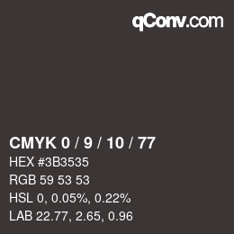 Color code: CMYK 0 / 9 / 10 / 77 | qconv.com