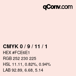 カラーコード: CMYK 0 / 9 / 11 / 1 | qconv.com