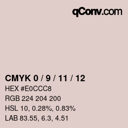 カラーコード: CMYK 0 / 9 / 11 / 12 | qconv.com