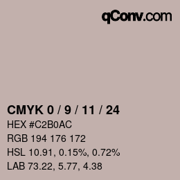 颜色代码: CMYK 0 / 9 / 11 / 24 | qconv.com