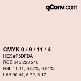 颜色代码: CMYK 0 / 9 / 11 / 4 | qconv.com