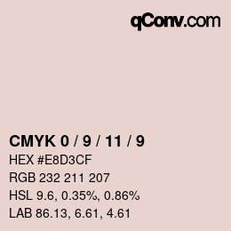 カラーコード: CMYK 0 / 9 / 11 / 9 | qconv.com
