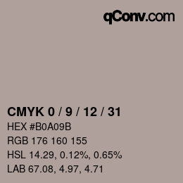 カラーコード: CMYK 0 / 9 / 12 / 31 | qconv.com
