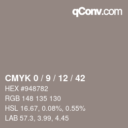 颜色代码: CMYK 0 / 9 / 12 / 42 | qconv.com