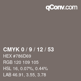 Color code: CMYK 0 / 9 / 12 / 53 | qconv.com