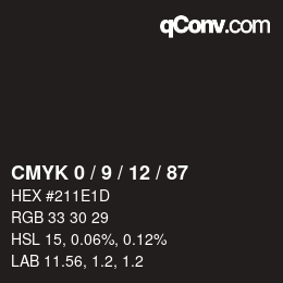 Color code: CMYK 0 / 9 / 12 / 87 | qconv.com