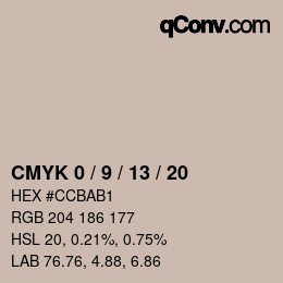 カラーコード: CMYK 0 / 9 / 13 / 20 | qconv.com