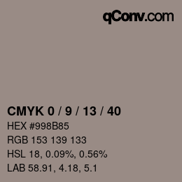 カラーコード: CMYK 0 / 9 / 13 / 40 | qconv.com