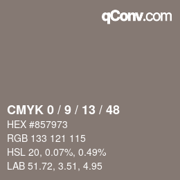 Color code: CMYK 0 / 9 / 13 / 48 | qconv.com