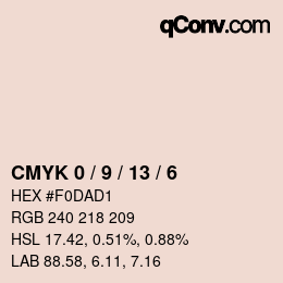 カラーコード: CMYK 0 / 9 / 13 / 6 | qconv.com