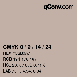 カラーコード: CMYK 0 / 9 / 14 / 24 | qconv.com