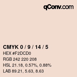 カラーコード: CMYK 0 / 9 / 14 / 5 | qconv.com