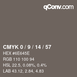 カラーコード: CMYK 0 / 9 / 14 / 57 | qconv.com