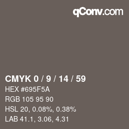 カラーコード: CMYK 0 / 9 / 14 / 59 | qconv.com
