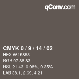 カラーコード: CMYK 0 / 9 / 14 / 62 | qconv.com