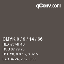 Color code: CMYK 0 / 9 / 14 / 66 | qconv.com