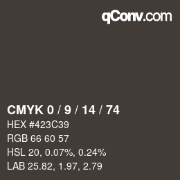 Color code: CMYK 0 / 9 / 14 / 74 | qconv.com