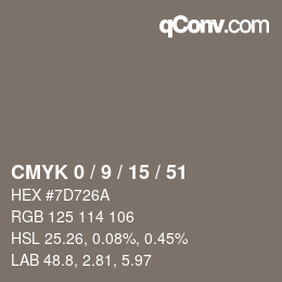 Color code: CMYK 0 / 9 / 15 / 51 | qconv.com